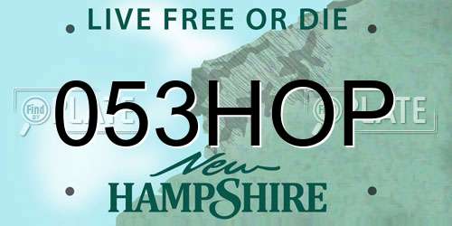 053HOP New Hampshire License Plate
