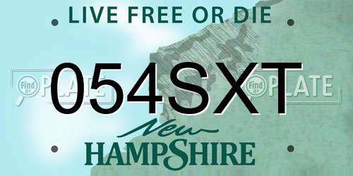 054SXT New Hampshire License Plate