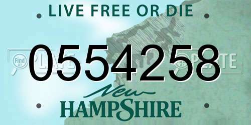 0554258 New Hampshire License Plate