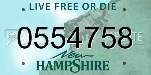 0554758 New Hampshire License Plate