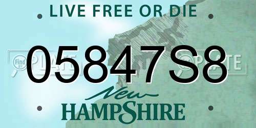 05847S8 New Hampshire License Plate