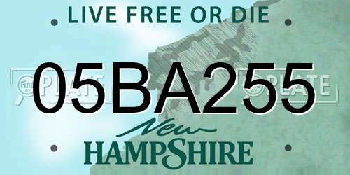 05BA255 New Hampshire License Plate