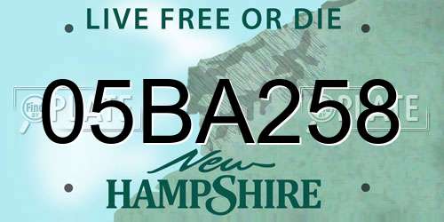 05BA258 New Hampshire License Plate