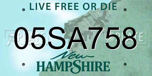 05SA758 New Hampshire License Plate