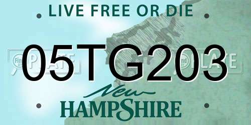 05TG203 New Hampshire License Plate