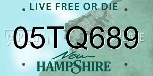 05TQ689 New Hampshire License Plate