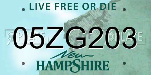 05ZG203 New Hampshire License Plate