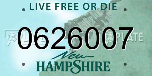 0626007 New Hampshire License Plate