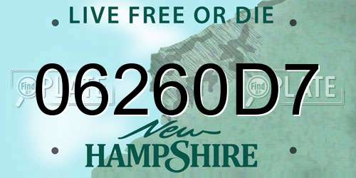 06260D7 New Hampshire License Plate
