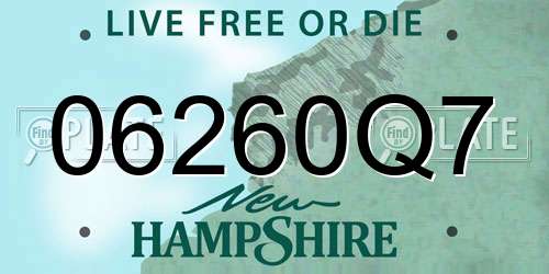 06260Q7 New Hampshire License Plate