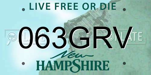 063GRV New Hampshire License Plate