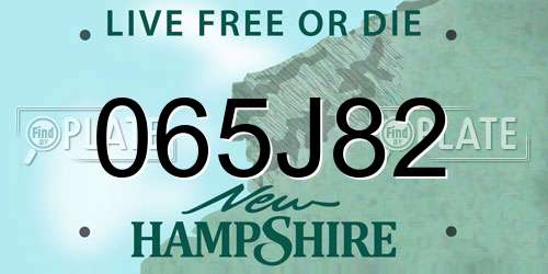 065J82 New Hampshire License Plate