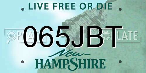 065JBT New Hampshire License Plate
