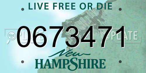 0673471 New Hampshire License Plate