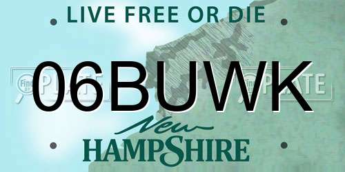 06BUWK New Hampshire License Plate