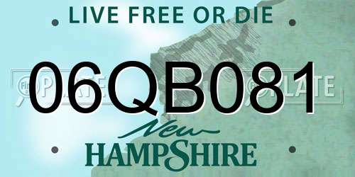06QB081 New Hampshire License Plate