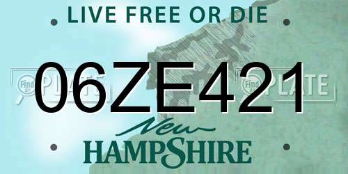 06ZE421 New Hampshire License Plate