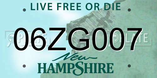 06ZG007 New Hampshire License Plate