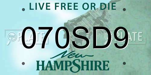 070SD9 New Hampshire License Plate