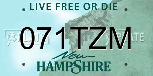 071TZM New Hampshire License Plate