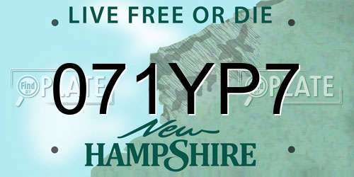 071YP7 New Hampshire License Plate