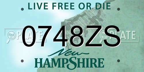 0748ZS New Hampshire License Plate