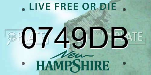 0749DB New Hampshire License Plate