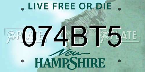074BT5 New Hampshire License Plate