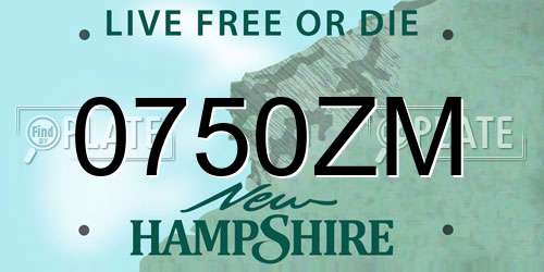 0750ZM New Hampshire License Plate