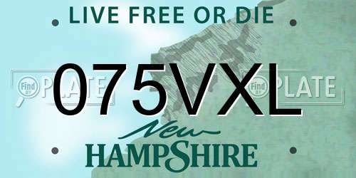 075VXL New Hampshire License Plate
