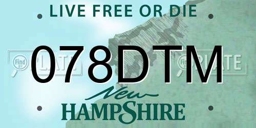 078DTM New Hampshire License Plate
