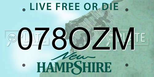 078OZM New Hampshire License Plate