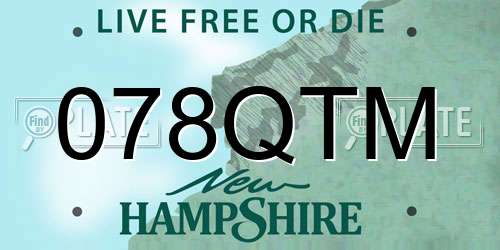 078QTM New Hampshire License Plate