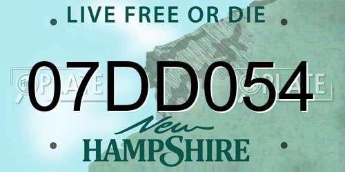 07DD054 New Hampshire License Plate