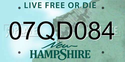 07QD084 New Hampshire License Plate