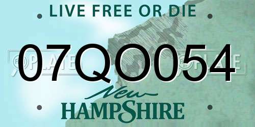 07QO054 New Hampshire License Plate