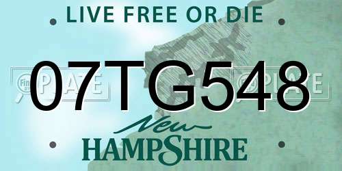 07TG548 New Hampshire License Plate