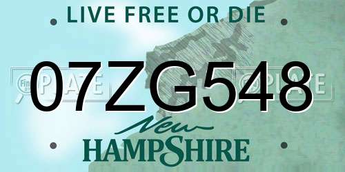07ZG548 New Hampshire License Plate