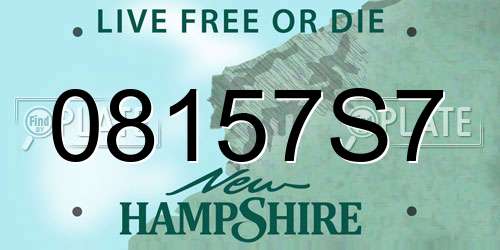 08157S7 New Hampshire License Plate