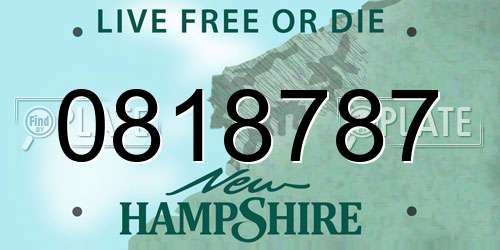 0818787 New Hampshire License Plate