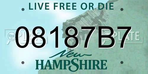 08187B7 New Hampshire License Plate