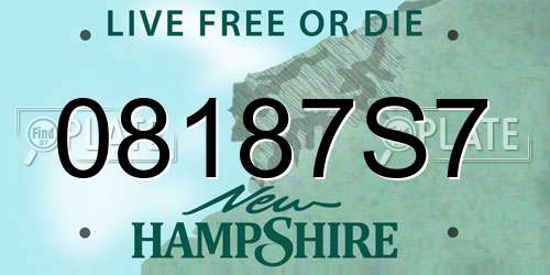08187S7 New Hampshire License Plate