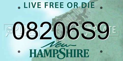08206S9 New Hampshire License Plate