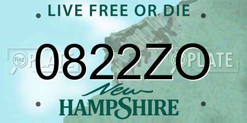 0822ZO New Hampshire License Plate