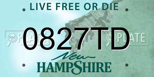 0827TD New Hampshire License Plate