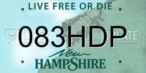 083HDP New Hampshire License Plate