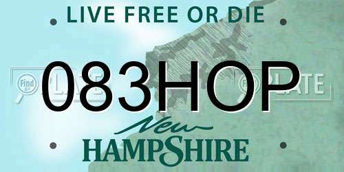 083HOP New Hampshire License Plate