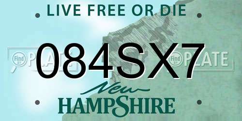 084SX7 New Hampshire License Plate