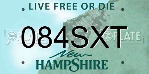 084SXT New Hampshire License Plate