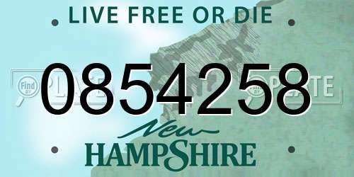 0854258 New Hampshire License Plate